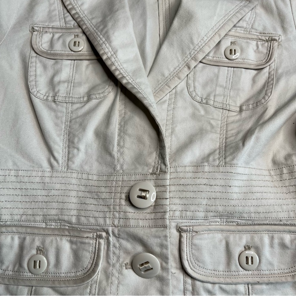 White House Black Market Jacket Womens Size 6 Safari Utility 3/4 Sleeve Blazer - Picture 4 of 9